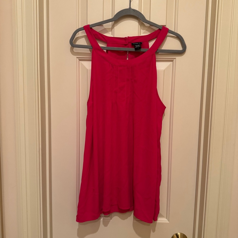 Torrid Tank Top Womens 1 Hot Pink Pintuck Georgette Sleeveless NWT Shirt Blouse